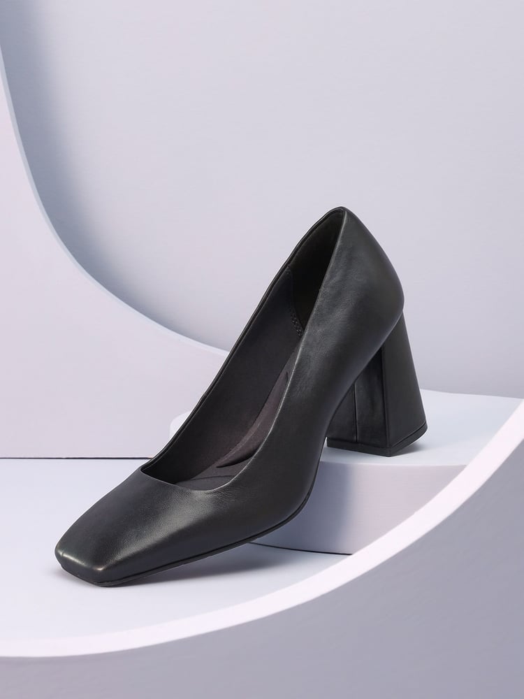 Black Forever Comfort® With Motionflex Square Toe Block Heel Shoes - Image 2 of 8