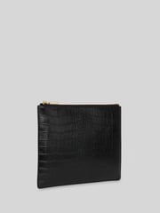 Whistles Black Medium Shiny Croc Effect Clutch Bag - Image 3 of 4