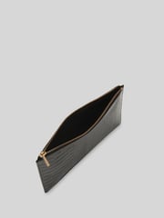 Whistles Black Medium Shiny Croc Effect Clutch Bag - Image 4 of 4