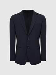 Reiss Navy Pray Slim Fit Single Breasted Wool Blazer - Image 2 of 5