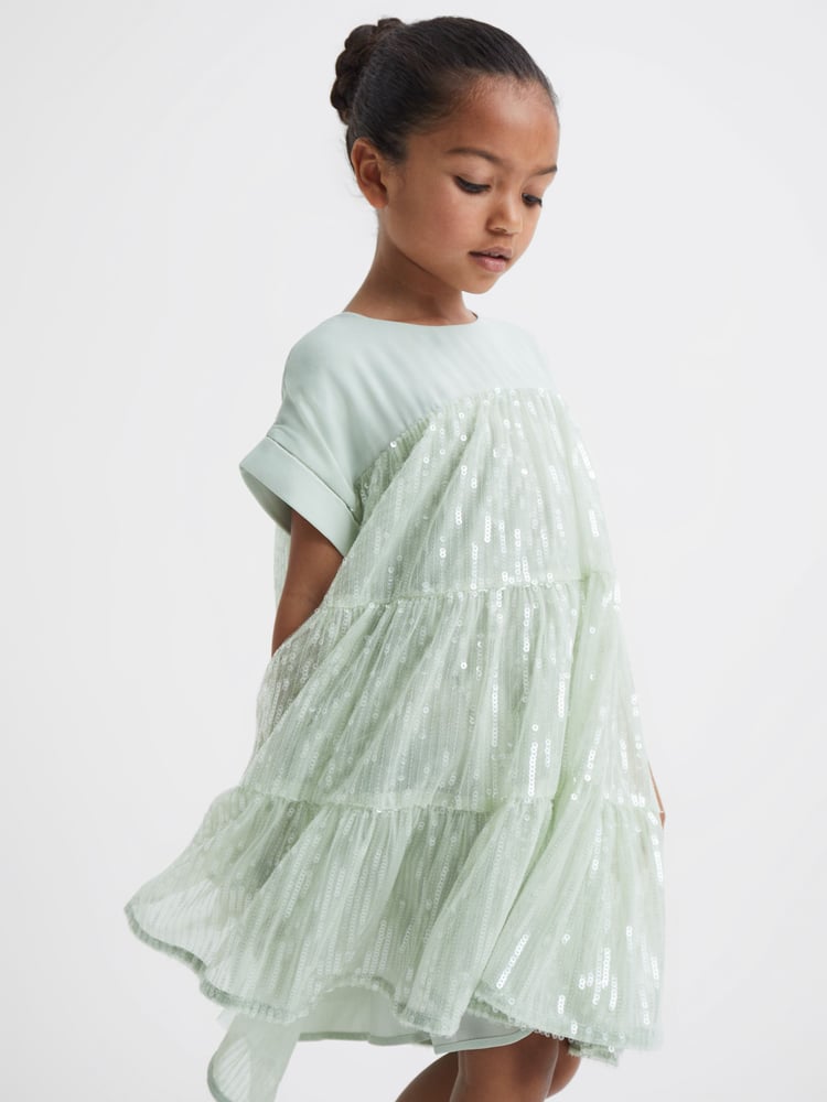 Reiss Sage Luci 9-12 yrs Sequin Tiered Dress - Image 1 of 6