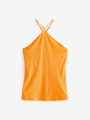 Orange Halter Neck Ribbed Top - Image 5 of 5