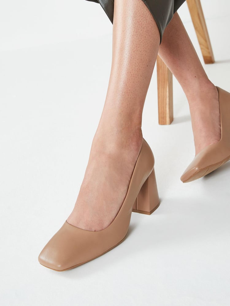 Camel Brown Forever Comfort® With Motionflex Square Toe Block Heel Shoes - Image 2 of 9