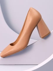 Camel Brown Forever Comfort® With Motionflex Square Toe Block Heel Shoes - Image 5 of 9