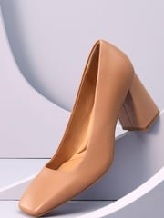 Camel Brown Forever Comfort® With Motionflex Square Toe Block Heel Shoes - Image 6 of 9
