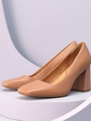 Camel Brown Forever Comfort® With Motionflex Square Toe Block Heel Shoes - Image 7 of 9