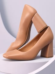 Camel Brown Forever Comfort® With Motionflex Square Toe Block Heel Shoes - Image 8 of 9