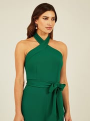 Mela Green Cross Over Halter Neck Jumpsuit - Image 3 of 5