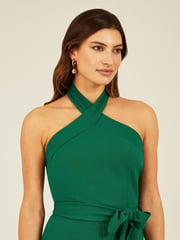 Mela Green Cross Over Halter Neck Jumpsuit - Image 4 of 5