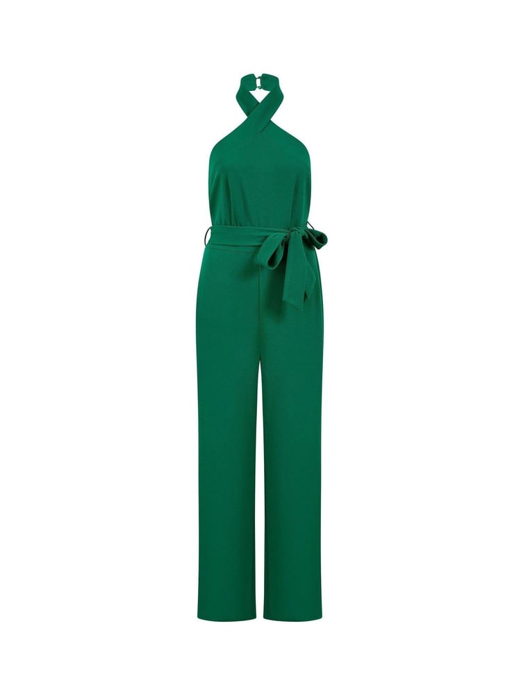 Mela Green Cross Over Halter Neck Jumpsuit - Image 5 of 5