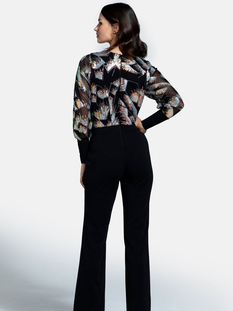 HotSquash Ponte Black Jumpsuit with Blouson Sleeves - Image 2 of 4