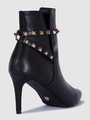 Novo Black Diego Stud Detail Point Mid Stiletto Heel Ankle Boots - Image 3 of 4