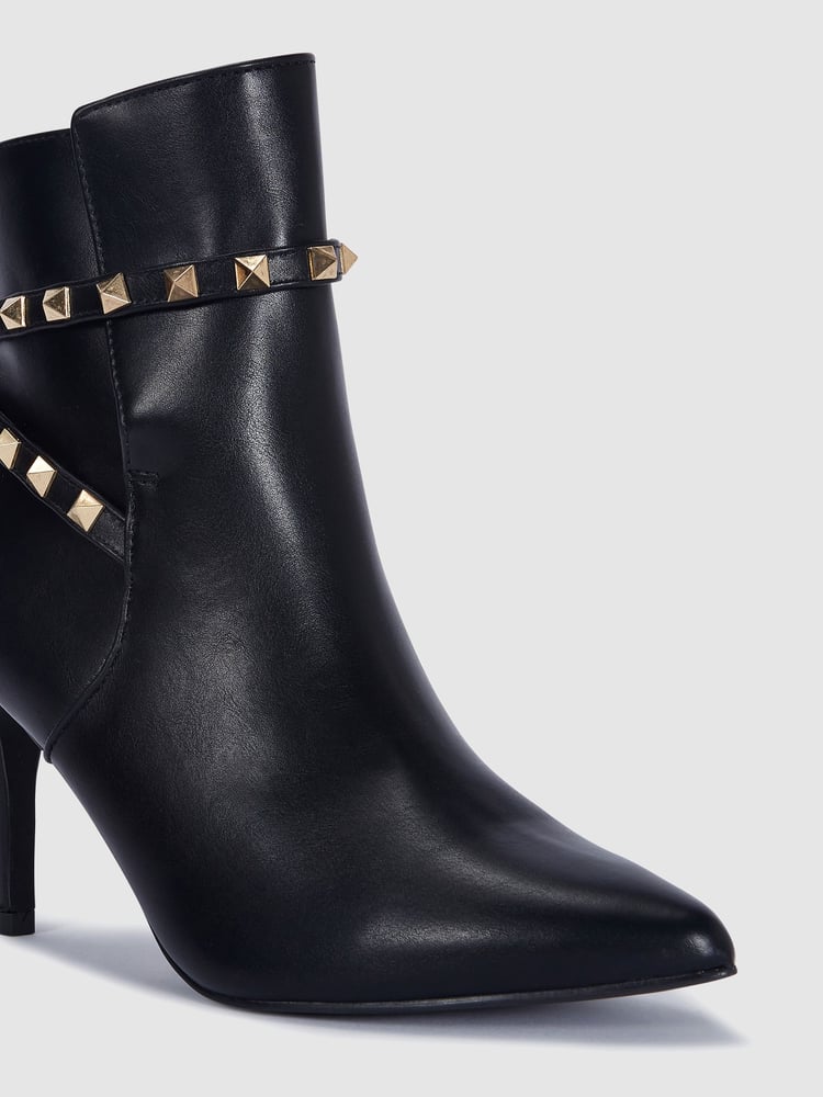 Novo Black Diego Stud Detail Point Mid Stiletto Heel Ankle Boots - Image 4 of 4