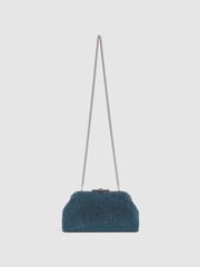 Reiss Teal Adaline Embellished Clutch Bag - Image 1 of 7