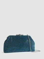 Reiss Teal Adaline Embellished Clutch Bag - Image 6 of 7
