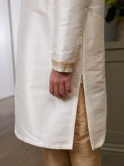 Ivory Cream/Gold Regular Length Embroidered Boys Kurta (3-16yrs) - Image 4 of 7