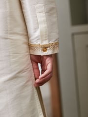 Ivory Cream/Gold Regular Length Embroidered Boys Kurta (3-16yrs) - Image 5 of 7