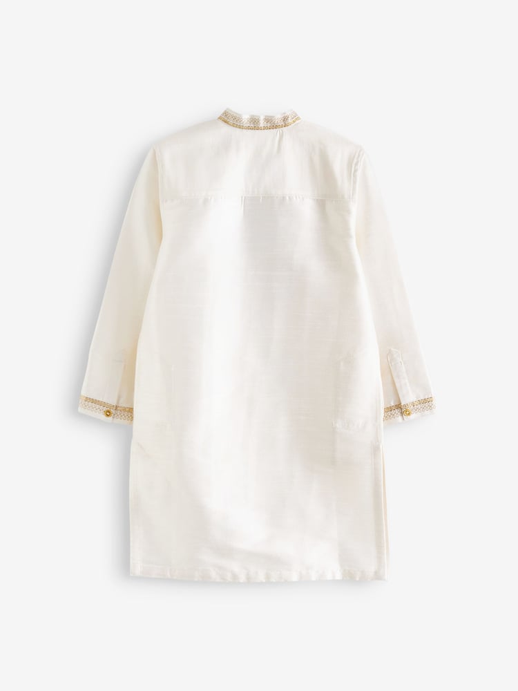 Ivory Cream/Gold Regular Length Embroidered Boys Kurta (3-16yrs) - Image 7 of 7 Ivory Cream/Gold Regular Length Embroidered Boys Kurta (3-16yrs) - Image 7 of 7