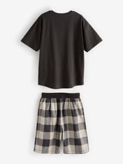 Black/Khaki/Blush 3 Pack 100% Cotton Woven Check Short Pyjamas (3-16yrs) - Image 2 of 2