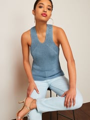 Blue Sparkle Racer Knit Vest - Image 2 of 5