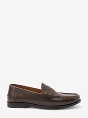 Brown Leather Regular Fit Leather Penny Loafers - Image 2 of 5