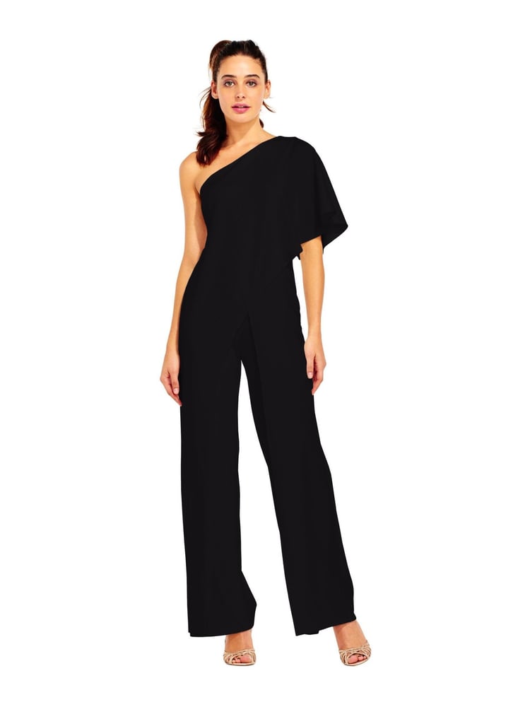 Adrianna Papell Black One Shoulder Jumpsuit - Image 1 of 3