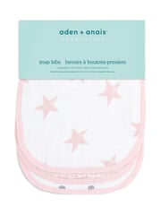 aden + anais Pink 100% Cotton Essentials Muslin Doll Snap Bibs 3 Pack - Image 2 of 6