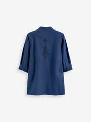Navy Blue Regular Length Embroidered Boys Kurta (3mths-7yrs) - Image 5 of 12