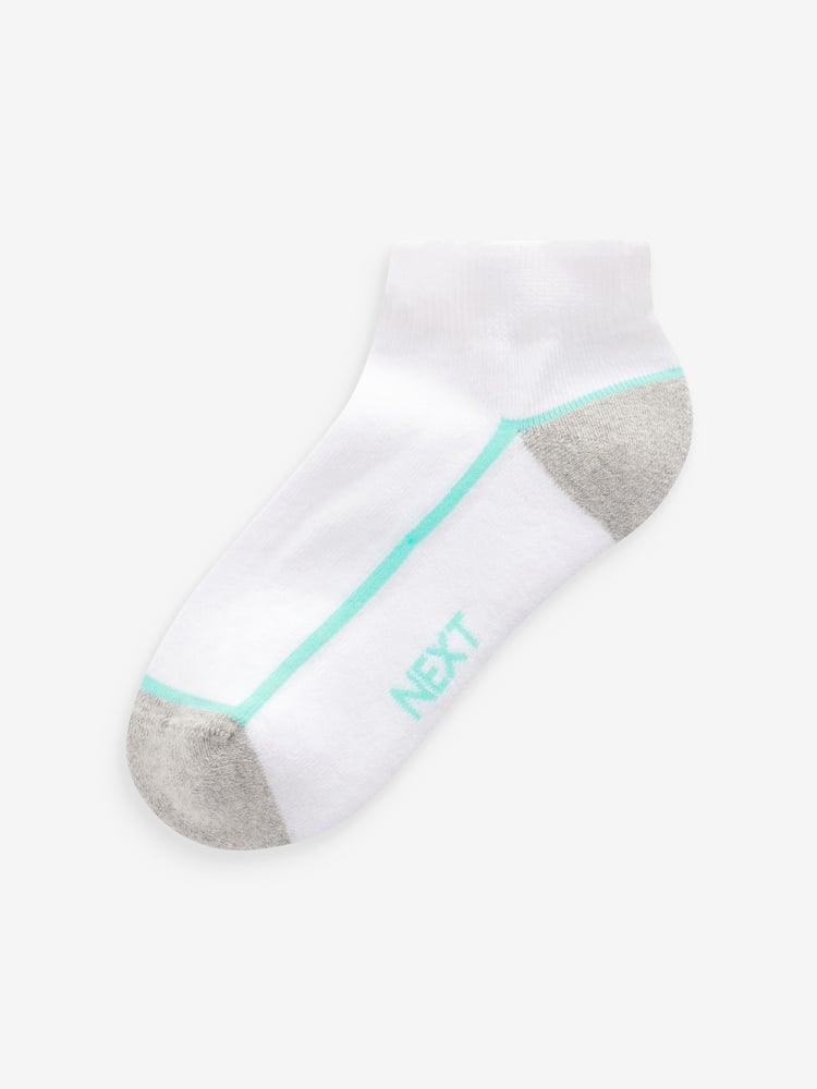 White/Blue Cushioned Footbed Trainer Socks 7 Pack - Image 2 of 9