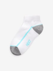 White/Blue Cushioned Footbed Trainer Socks 7 Pack - Image 5 of 9