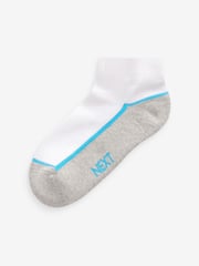 White/Blue Cushioned Footbed Trainer Socks 7 Pack - Image 7 of 9