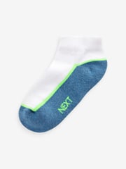 White/Blue Cushioned Footbed Trainer Socks 7 Pack - Image 8 of 9