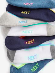White/Blue Cushioned Footbed Trainer Socks 7 Pack - Image 9 of 9