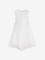 Ivory White Mesh Tie Back Party Dress (3-16yrs) - Image 4 of 6