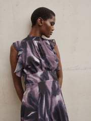 Religion Purple High Low Eclipse Maxi Dress with Ruffle Sleeve - Image 2 of 7