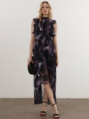 Religion Purple High Low Eclipse Maxi Dress with Ruffle Sleeve - Image 3 of 7