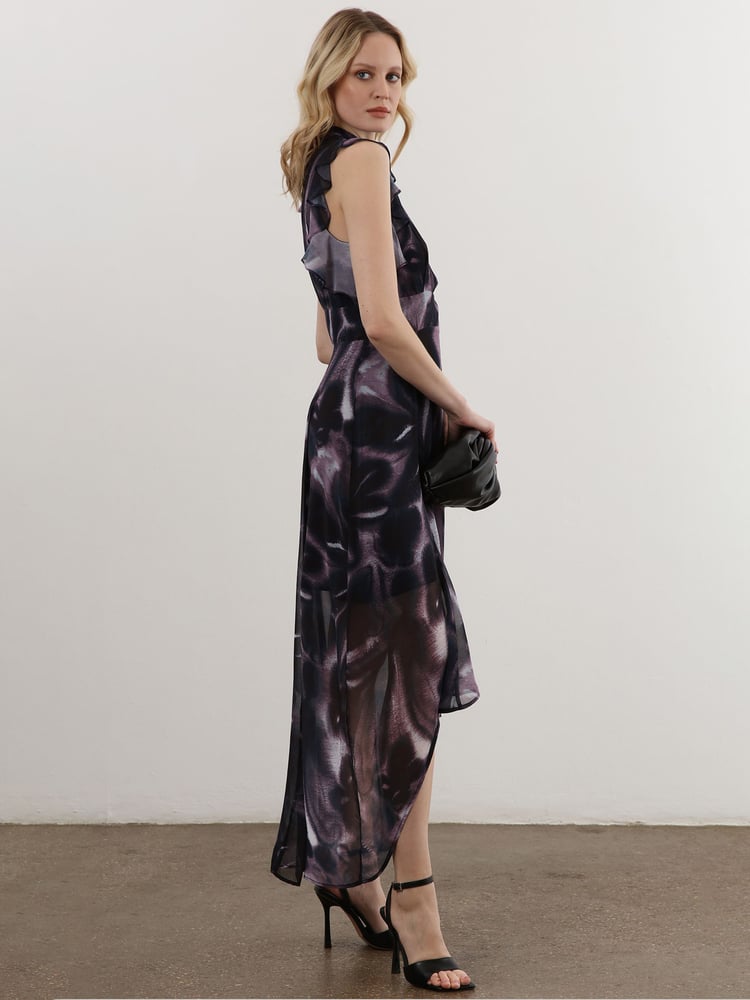 Religion Purple High Low Eclipse Maxi Dress with Ruffle Sleeve - Image 7 of 7