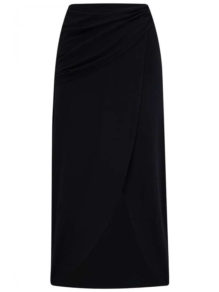 Pour Moi Black Cleo Jersey Wrap Midi Skirt - Image 4 of 4
