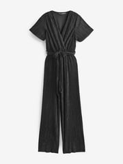 Girl In Mind Black Aaliyah Wide Leg Plisse Jumpsuit - Image 5 of 5
