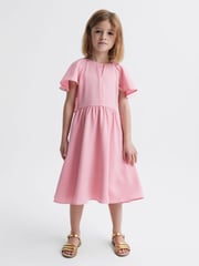 Reiss Pink Maisie Satin Midi Dress - Image 3 of 6