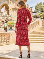 Sosandar Red Hoop Detail Wrap Dress - Image 4 of 5