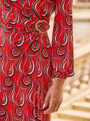 Sosandar Red Hoop Detail Wrap Dress - Image 5 of 5