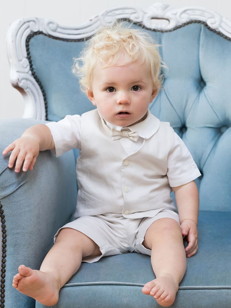 Emile et Rose Natural Three-Piece Linen Shorts And Hat Set - Image 1 of 3