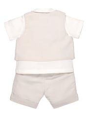 Emile et Rose Natural Three-Piece Linen Shorts And Hat Set - Image 3 of 3