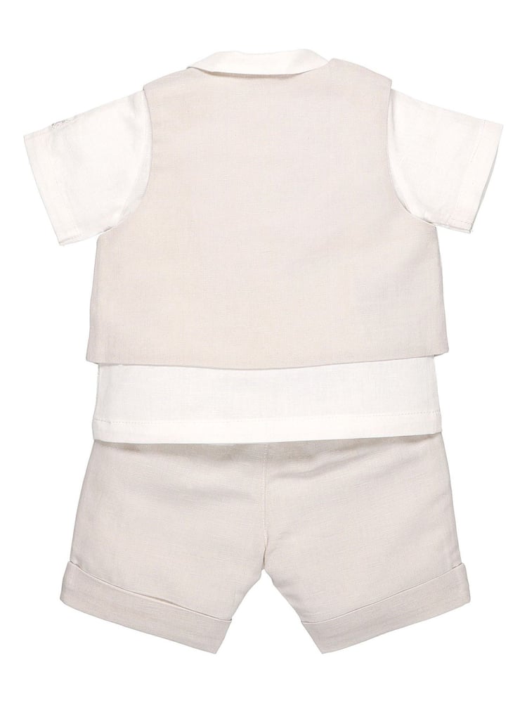 Emile et Rose Natural Three-Piece Linen Shorts And Hat Set - Image 3 of 3
