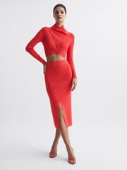 Reiss Coral Elsie High Neck Cropped Co Ord Top - Image 3 of 5