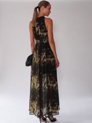 Religion Black Halterneck Maxi Dress In Beautiful Golden and Black Print - Image 2 of 5