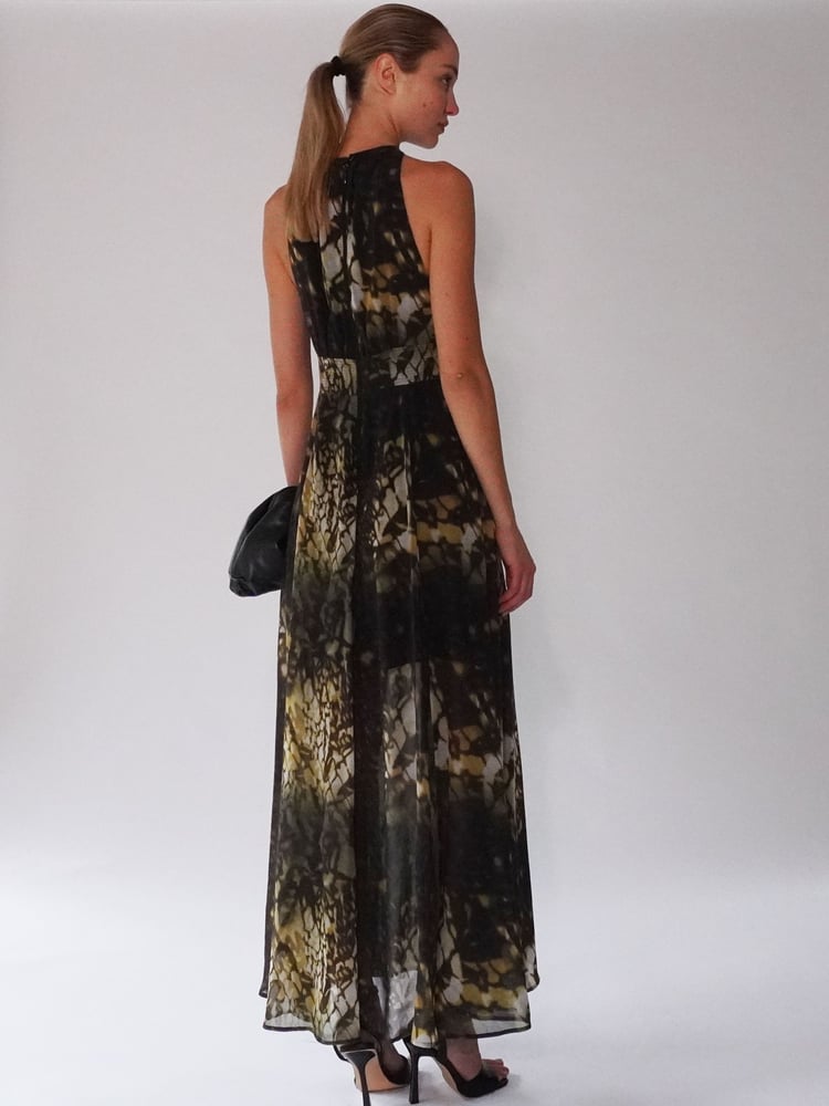 Religion Black Halterneck Maxi Dress In Beautiful Golden and Black Print - Image 2 of 5