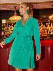 Chi Chi London Green Wrap Style Blazer Dress - Image 4 of 5