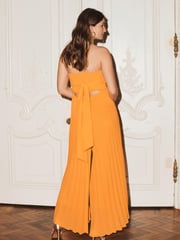 Orange Super Wide Pleated Bandeau Jumpsuit - Image 3 of 5